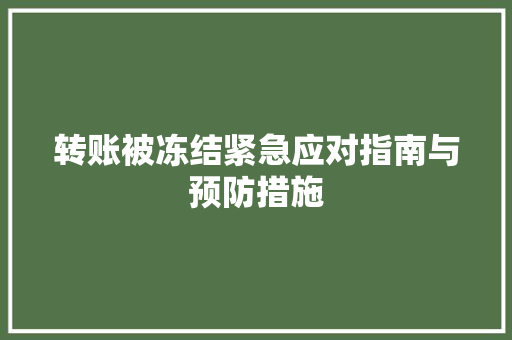 转账被冻结紧急应对指南与预防措施