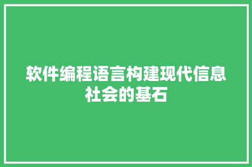 软件编程语言构建现代信息社会的基石