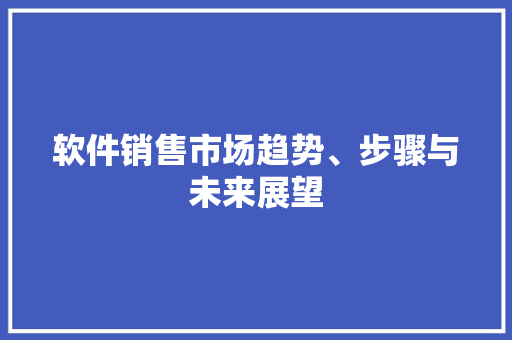 软件销售市场趋势、步骤与未来展望