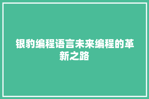 银豹编程语言未来编程的革新之路