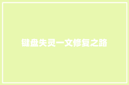 键盘失灵一文修复之路