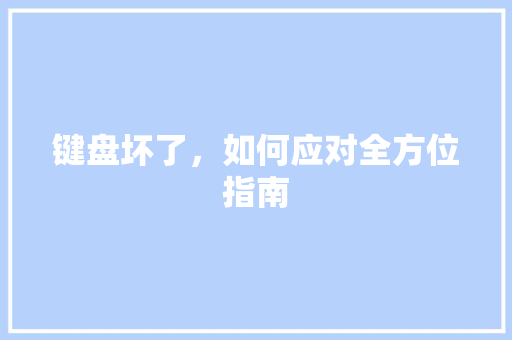 键盘坏了，如何应对全方位指南