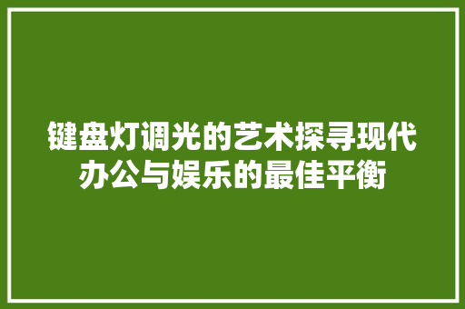 键盘灯调光的艺术探寻现代办公与娱乐的最佳平衡