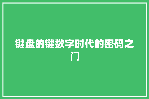 键盘的键数字时代的密码之门