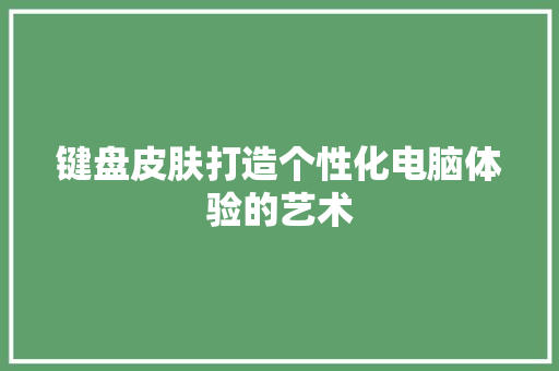 键盘皮肤打造个性化电脑体验的艺术