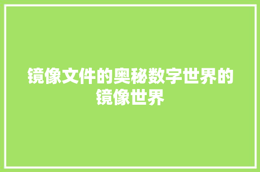 镜像文件的奥秘数字世界的镜像世界