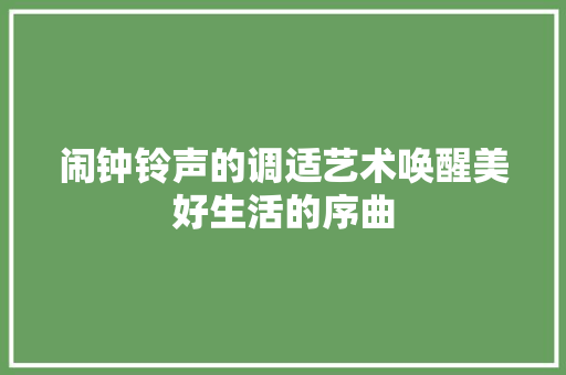 闹钟铃声的调适艺术唤醒美好生活的序曲