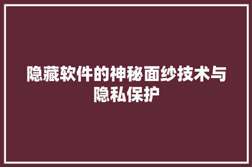 隐藏软件的神秘面纱技术与隐私保护