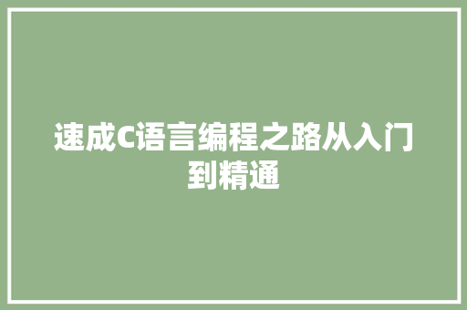 速成C语言编程之路从入门到精通