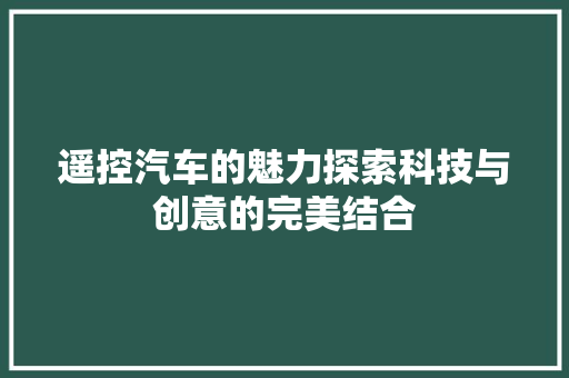 遥控汽车的魅力探索科技与创意的完美结合