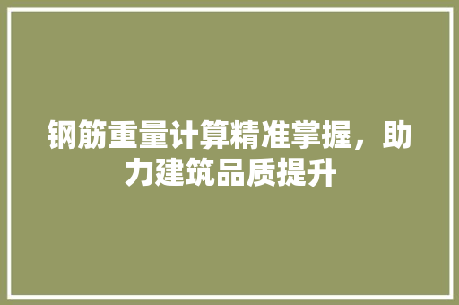 钢筋重量计算精准掌握，助力建筑品质提升