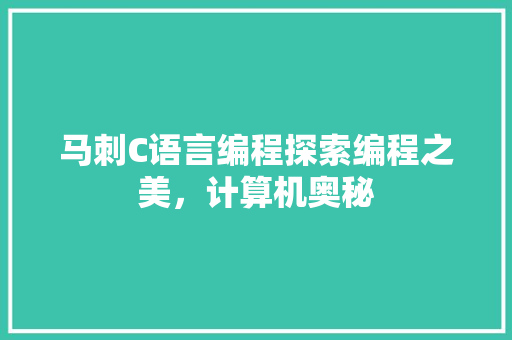 马刺C语言编程探索编程之美，计算机奥秘