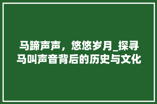 马蹄声声，悠悠岁月_探寻马叫声音背后的历史与文化