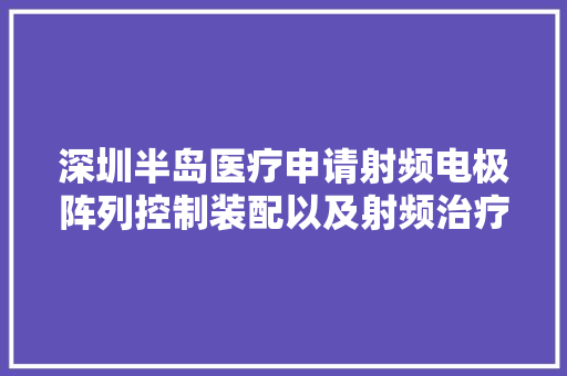 深圳半岛医疗申请射频电极阵列控制装配以及射频治疗仪专应用于控制射频电极阵列切换输出状态
