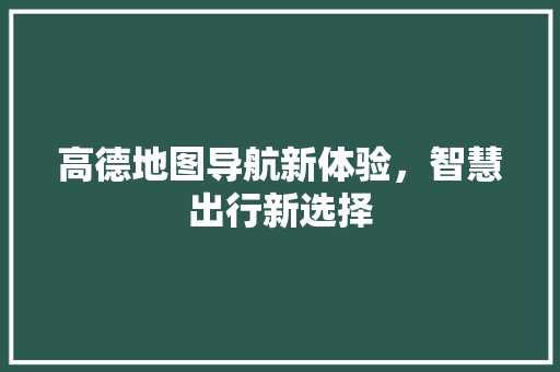 高德地图导航新体验，智慧出行新选择