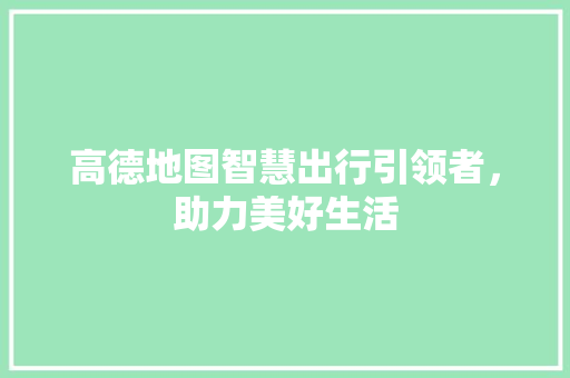 高德地图智慧出行引领者，助力美好生活