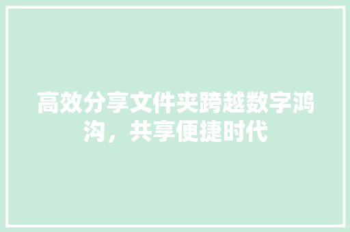 高效分享文件夹跨越数字鸿沟，共享便捷时代