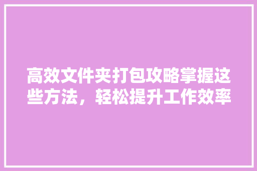 高效文件夹打包攻略掌握这些方法，轻松提升工作效率