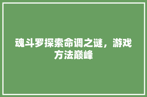 魂斗罗探索命调之谜，游戏方法巅峰