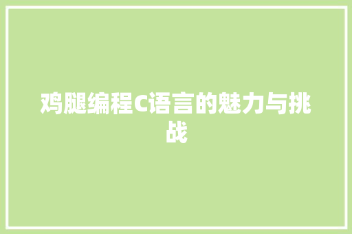 鸡腿编程C语言的魅力与挑战
