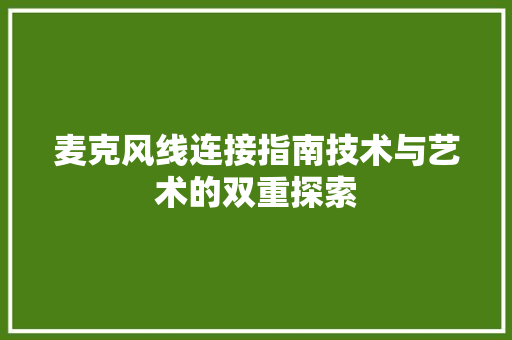 麦克风线连接指南技术与艺术的双重探索