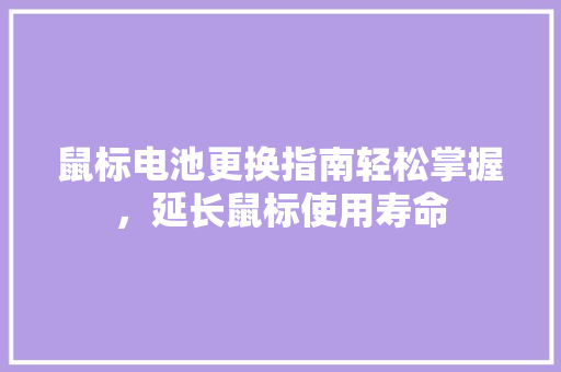 鼠标电池更换指南轻松掌握，延长鼠标使用寿命