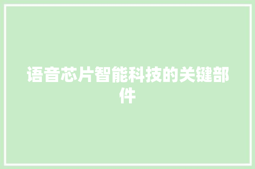 语音芯片智能科技的关键部件