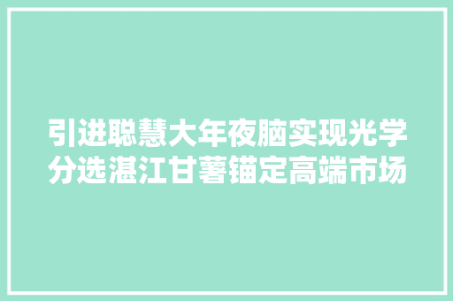 引进聪慧大年夜脑实现光学分选湛江甘薯锚定高端市场打造粗粮头部品牌