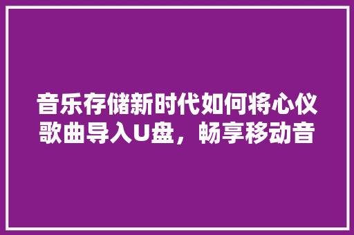 音乐存储新时代如何将心仪歌曲导入U盘，畅享移动音乐之旅