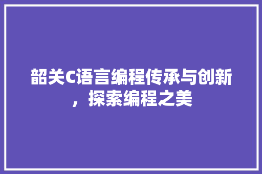 韶关C语言编程传承与创新，探索编程之美