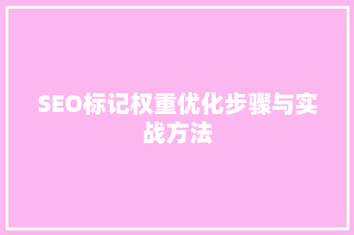 SEO标记权重优化步骤与实战方法