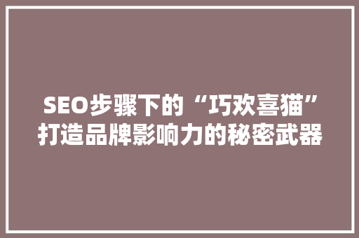 SEO步骤下的“巧欢喜猫”打造品牌影响力的秘密武器