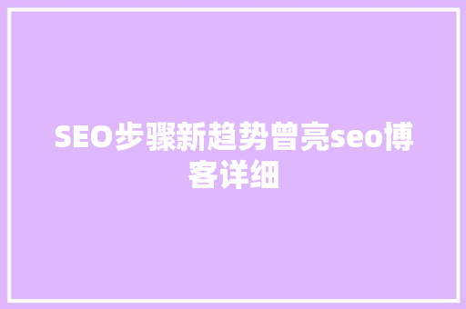 SEO步骤新趋势曾亮seo博客详细