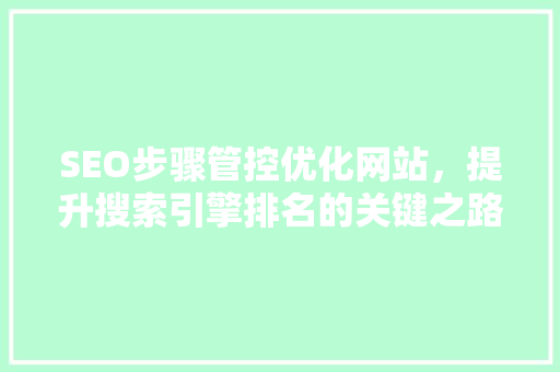 SEO步骤管控优化网站，提升搜索引擎排名的关键之路