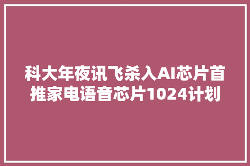 科大年夜讯飞杀入AI芯片首推家电语音芯片1024计划周全进级