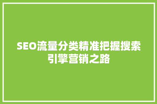SEO流量分类精准把握搜索引擎营销之路