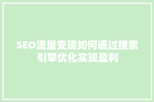 SEO流量变现如何通过搜索引擎优化实现盈利