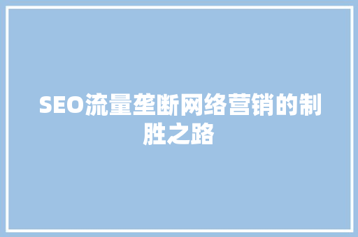 SEO流量垄断网络营销的制胜之路