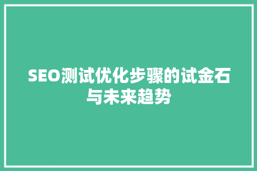 SEO测试优化步骤的试金石与未来趋势