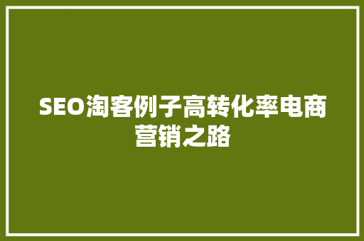 SEO淘客例子高转化率电商营销之路