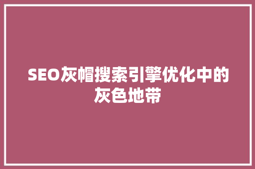 SEO灰帽搜索引擎优化中的灰色地带