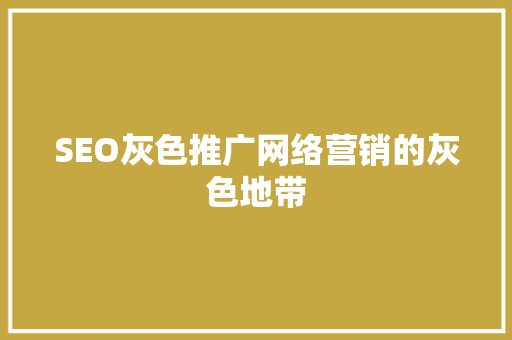 SEO灰色推广网络营销的灰色地带