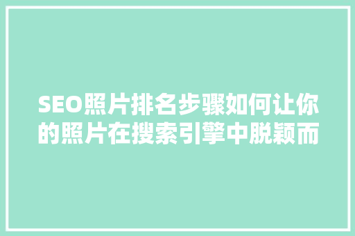 SEO照片排名步骤如何让你的照片在搜索引擎中脱颖而出