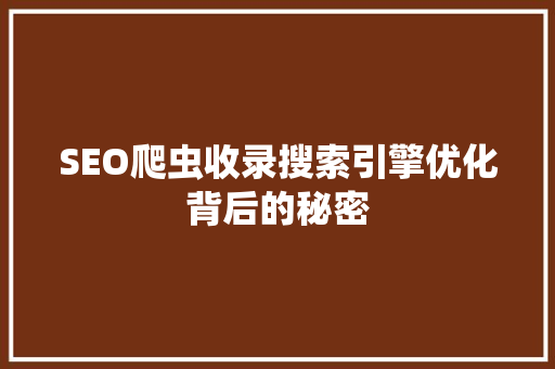SEO爬虫收录搜索引擎优化背后的秘密