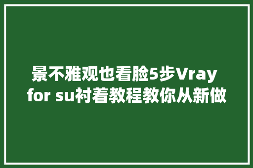 景不雅观也看脸5步Vray for su衬着教程教你从新做人