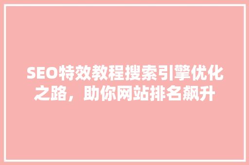SEO特效教程搜索引擎优化之路，助你网站排名飙升