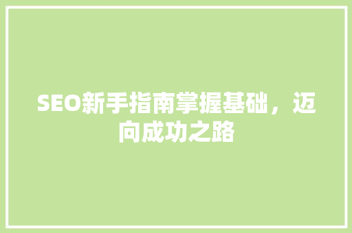 SEO新手指南掌握基础，迈向成功之路
