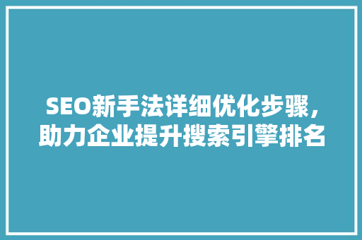 SEO新手法详细优化步骤，助力企业提升搜索引擎排名
