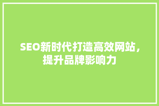 SEO新时代打造高效网站，提升品牌影响力