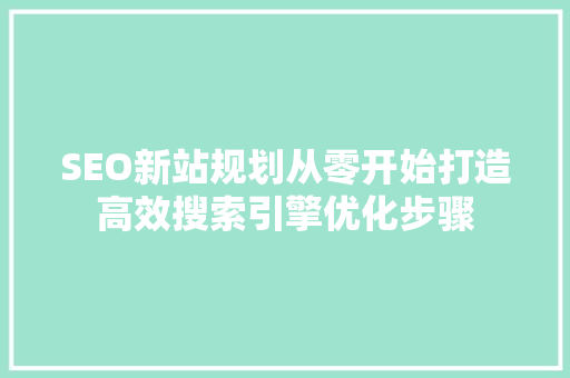 SEO新站规划从零开始打造高效搜索引擎优化步骤